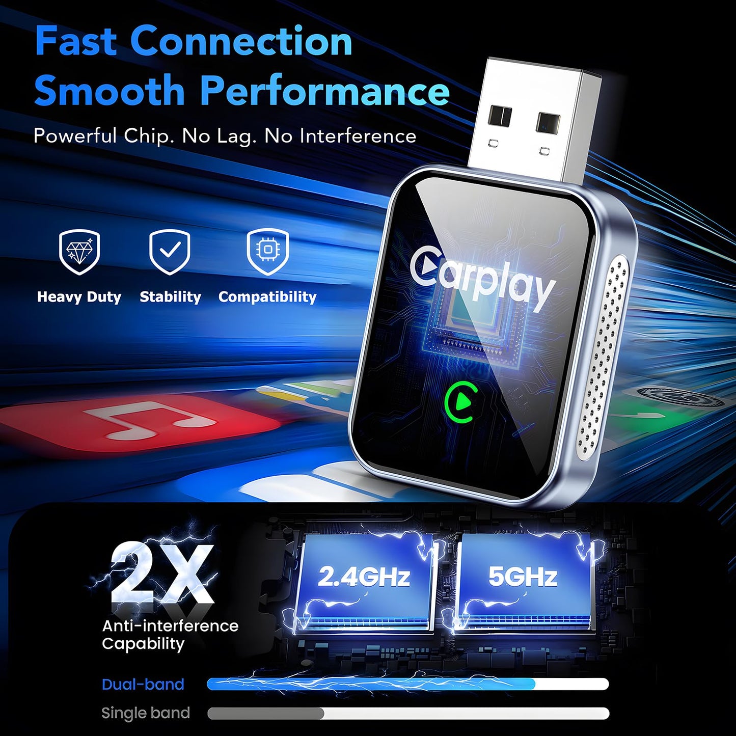 Aerlien Wireless CarPlay Adapter for iPhone, CarPlay Dongle Converts Wired to Wireless Carplay, Plug & Play Mini Size CarPlay Adapter Compatible with iOS 10+, Fast Stable Connection, No Latency